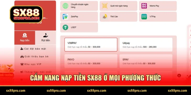 Cẩm nang nạp tiền SX88 ở mọi phương thức